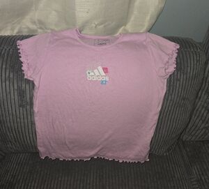 Adidas Kids Light Purple Tee with Floral Accents